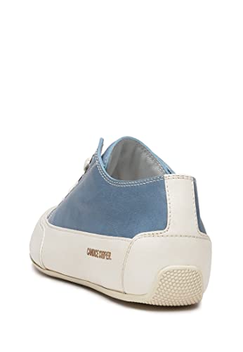 Candice Cooper Rock S-Sneakers aus Leder in Vintage-Optik-Weiß, Weiß-Hellblau 34