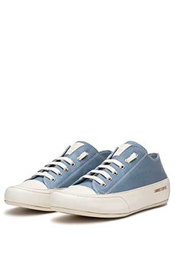 Candice Cooper Rock S-Sneakers aus Leder in Vintage-Optik-Weiß, Weiß-Hellblau 34