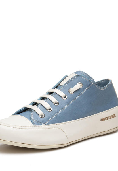 Candice Cooper Rock S-Sneakers aus Leder in Vintage-Optik-Weiß, Weiß-Hellblau 34